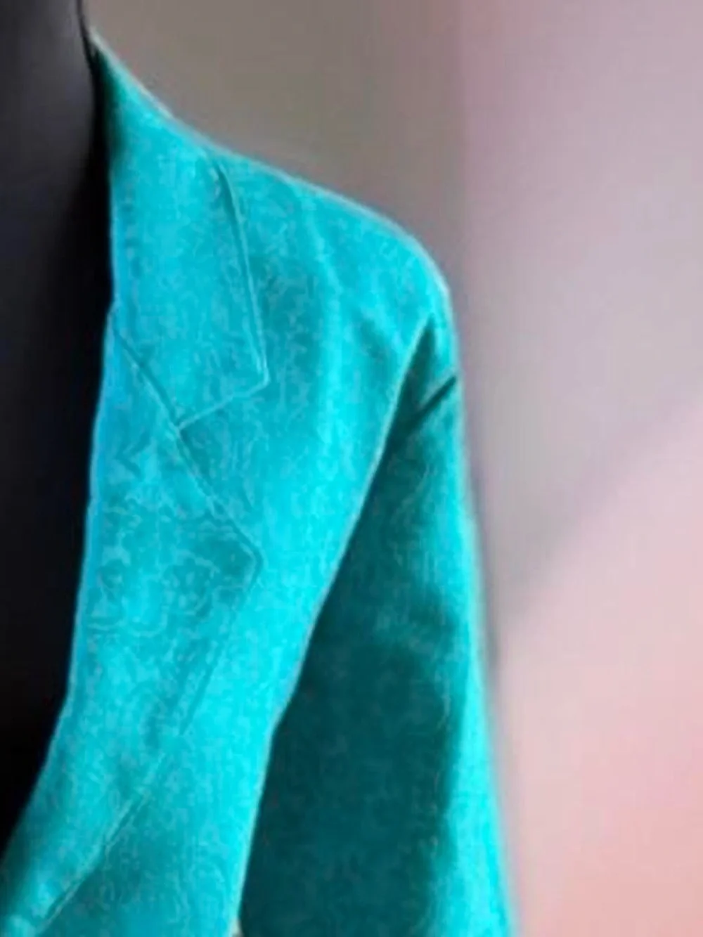 Women's Turquoise Floral Jacquard Blazer - Tailored Teal Jacket